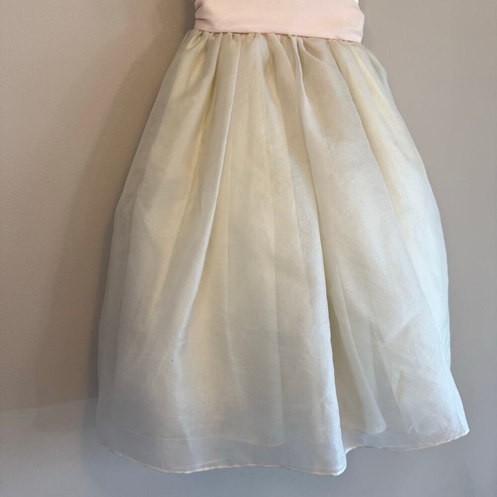 Elena Do Vale Designer Ivory/Cream Tulle Girls Gown Pink Sash‎ Size 2-4T Est - Picture 11 of 12